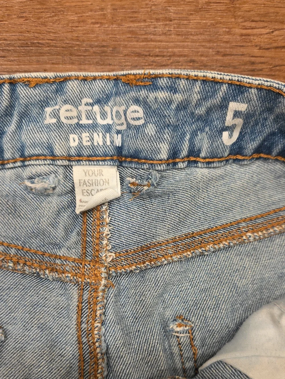 refuge Denim Light Blue High-Rise Denim Shorts